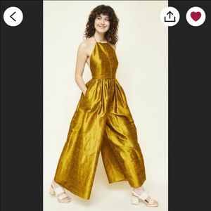 Raw silk formal romper jumpsuit